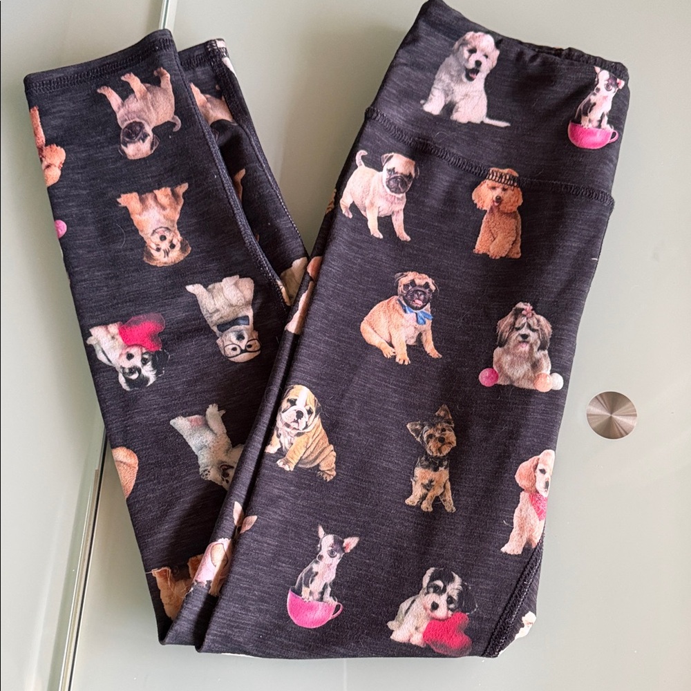 Evolution and Creation heather Charcoal Leggings with dog print small